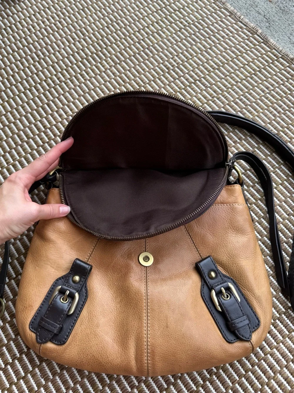 Lucky Brand Genuine Leather Crossbody/Saddle Bag